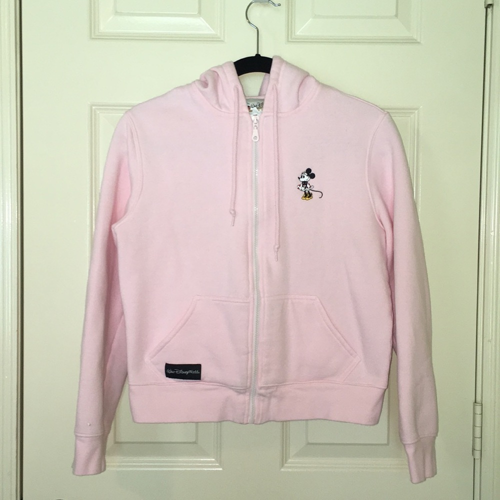 Walt Disney World pink Minnie Mouse zip up sweater